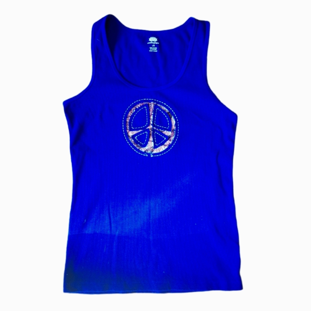 Peace sign ribbed racerback tank top